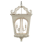 4 Light Wood Chandelier with Adjustable Chain - Cream White