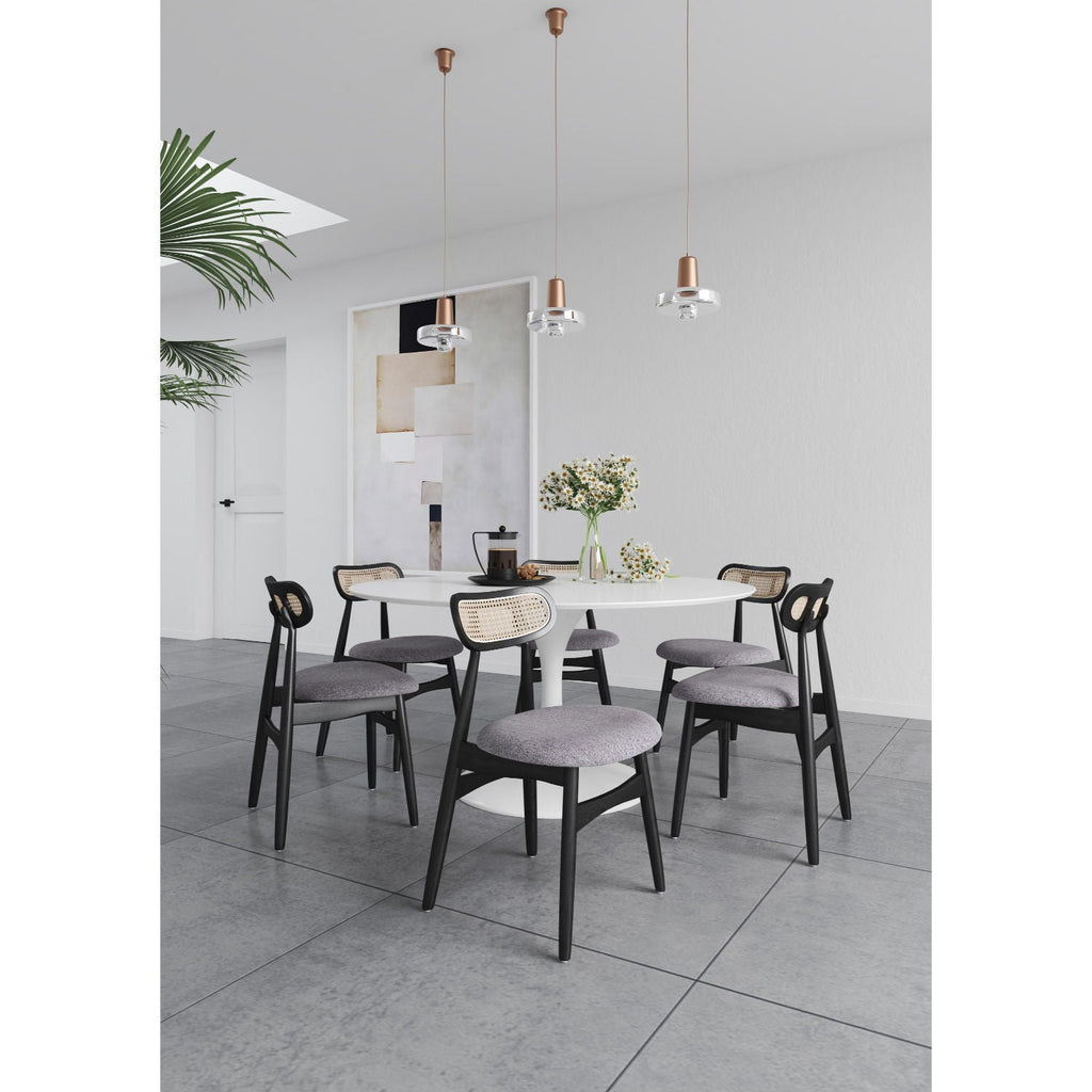 Dining Chair Set with Cane Backrest - Black or Light Brown