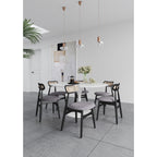Dining Chair Set with Cane Backrest - Black or Light Brown