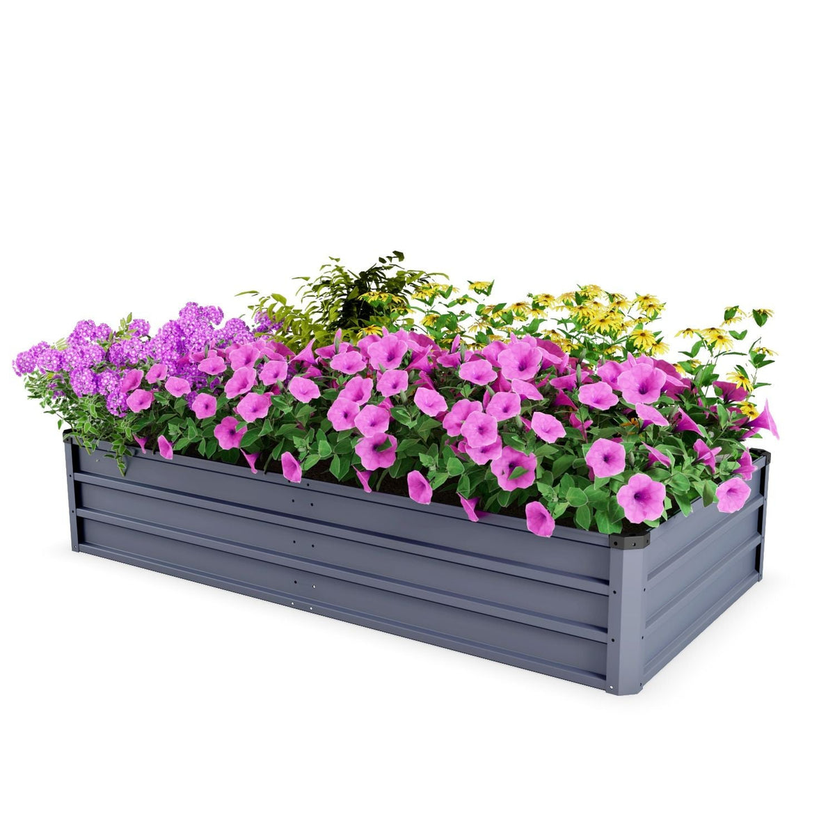 Large Galvanized Steel Garden Bed with Open-Bottom Drainage - Dark Gray