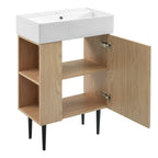 Bathroom Vanity with Single Ceramic Sink and Side Storage - Multiple Colors