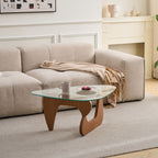 Modern Center Coffee Table with Tempered Glass Top - Light Brown, Black, Dark Brown
