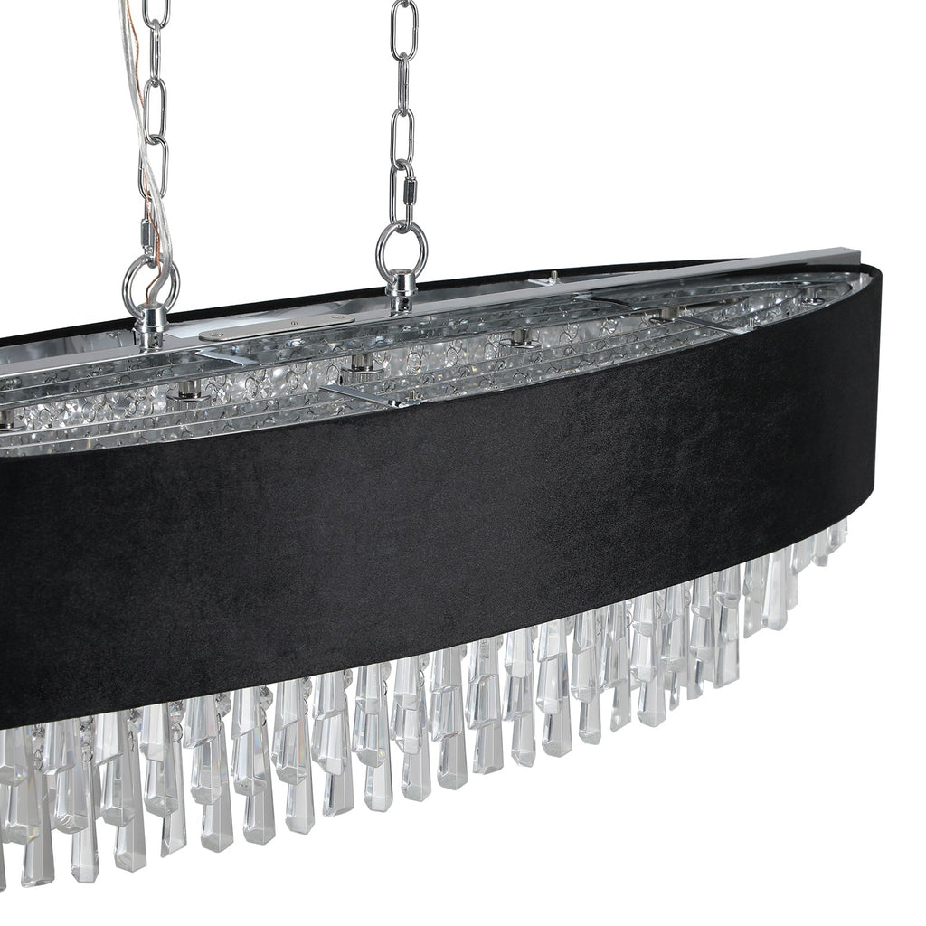 39" Modern Crystal Chandelier with Black Velvet Shade