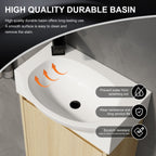 Modern Bathroom Vanity with Ceramic Basin and Storage Cabinet - Light Brown, Black, or White