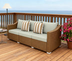 Rattan Wicker Outdoor Sofa with Cushions and Throw Pillows