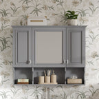 Wall Mounted Bathroom Medicine Cabinet With Mirror & Open Shelves
