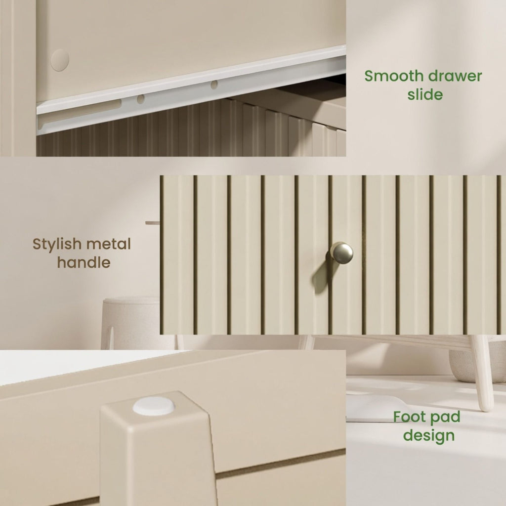 Fluted Nightstand with 2 Drawers and Soft-Close Slides - Multiple Colors