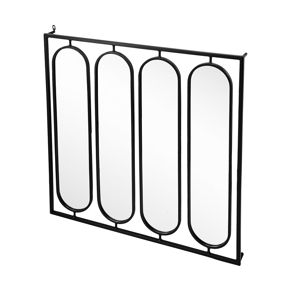 Large 4 Oval Wall Mirror with Square Frame - Black