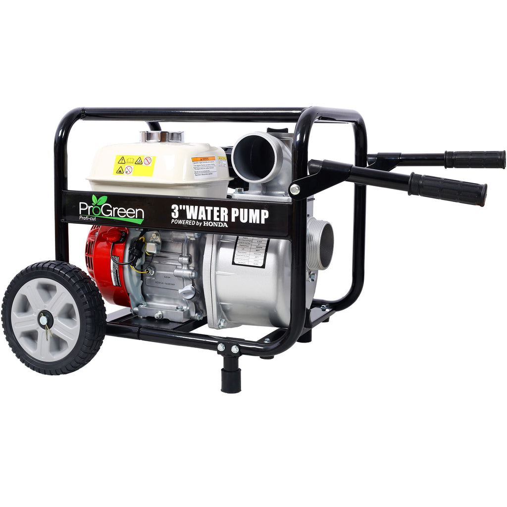 Honda GX160 Engine Water Pump 3" with Accessories Kit and Handle Wheel Kit - Black/Red