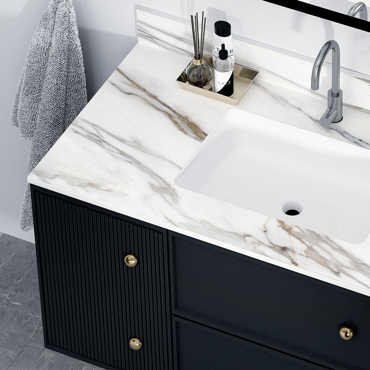 Elegant Vanity Top With Undermount Sink And Backsplash