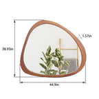 Asymmetrical Wall Mirror with Solid Natural Wood Frame - Large Sized Dressing Mirror