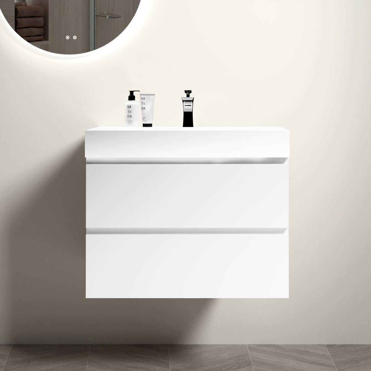 Modern Floating Bathroom Vanity with Large Storage - White or Black