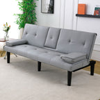 Foldable Sofa Bed with Cup Holder and Solid Wood Frame - Multiple Colors