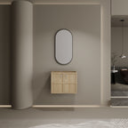 Modern Wall Mounted Bathroom Vanity with Soft Closing Doors - Light Brown