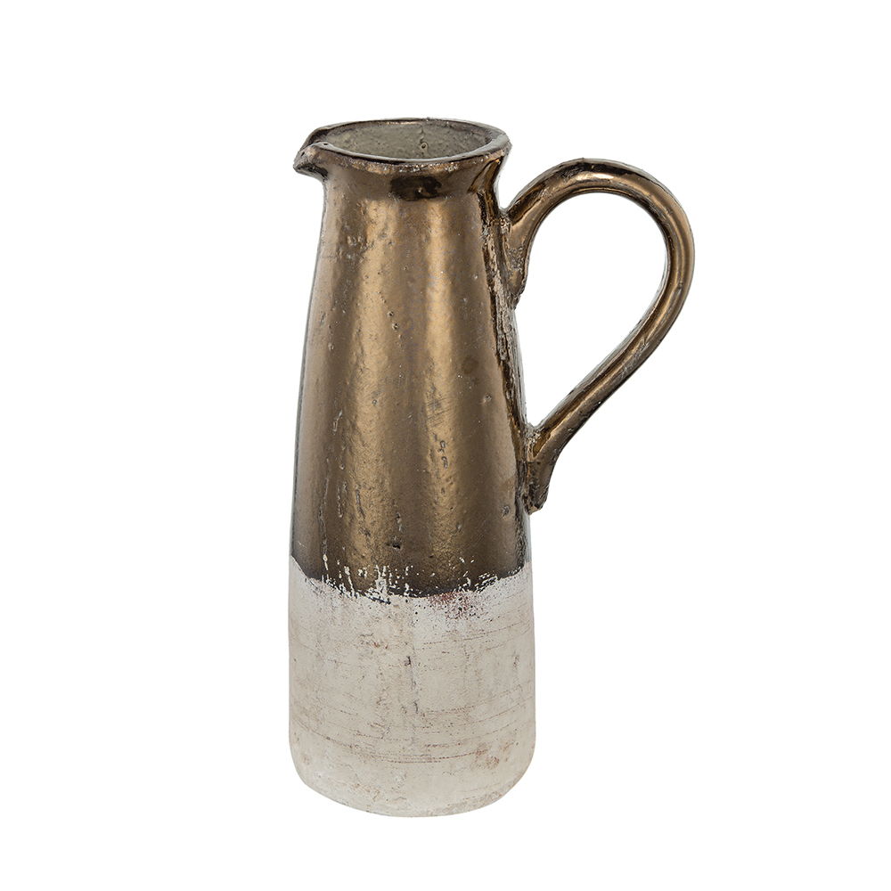 Gold Terracotta Pitcher Vase with Durable Ceramic Construction - Gold