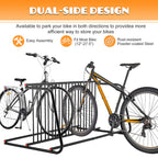 10-Bike Floor Rack with Double-Sided Storage - Metal