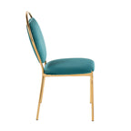 Contemporary Glam Dining Chair Set with Keyhole Back - Gold / Green