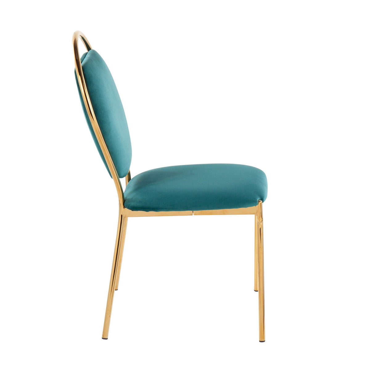 Contemporary Glam Dining Chair Set with Keyhole Back - Gold / Green