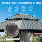 8' x 10' Hardtop Gazebo with Curtains & Netting - Metal, Double Roof
