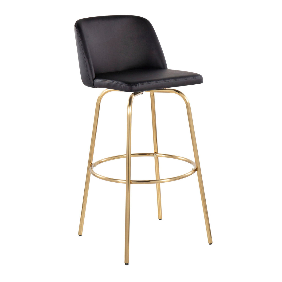 Contemporary Swivel Barstool Set with Round Footrest - Multiple Colors