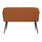 Industrial High Back Upholstered Bench with Faux Leather - Black / Camel