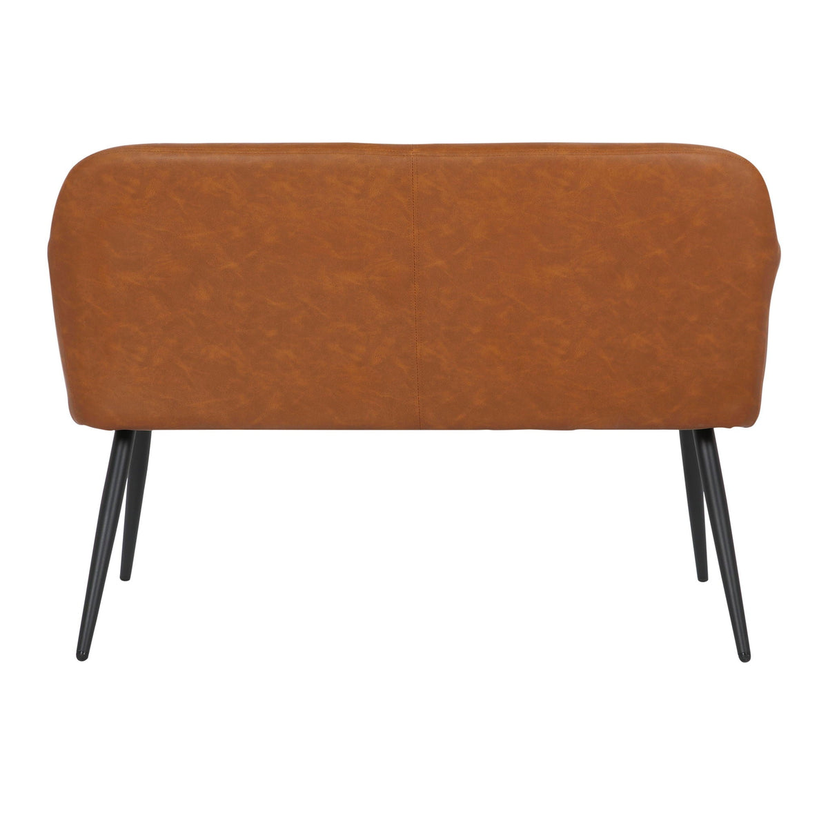 Industrial High Back Upholstered Bench with Faux Leather - Black / Camel
