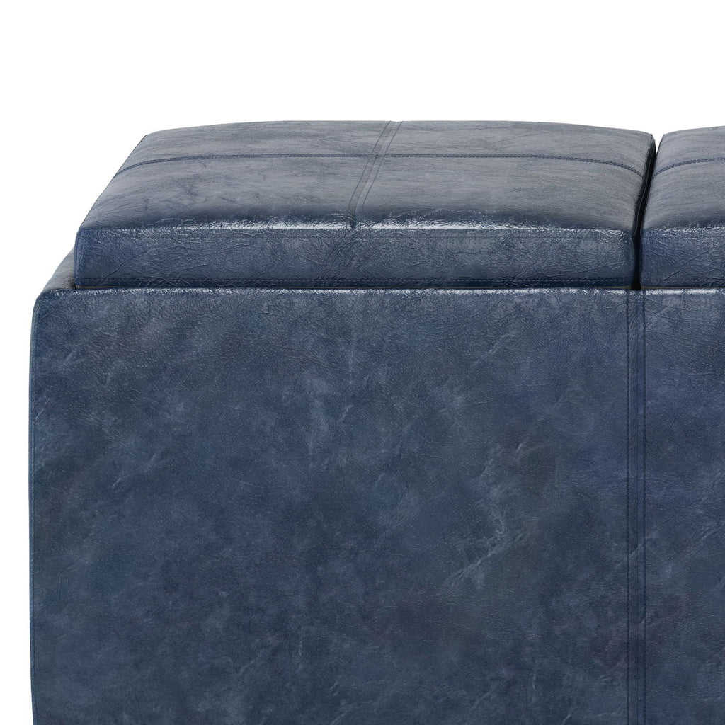Avalon Upholstered Storage Ottoman with Flip-Over Serving Trays - Multiple Colors