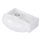 Modern Rectangle Wall Mount Bathroom Sink with Single Faucet Hole - White