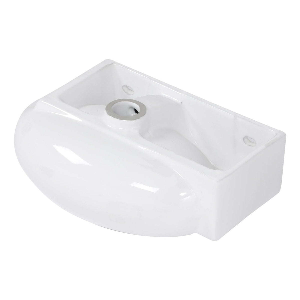 Modern Rectangle Wall Mount Bathroom Sink with Single Faucet Hole - White
