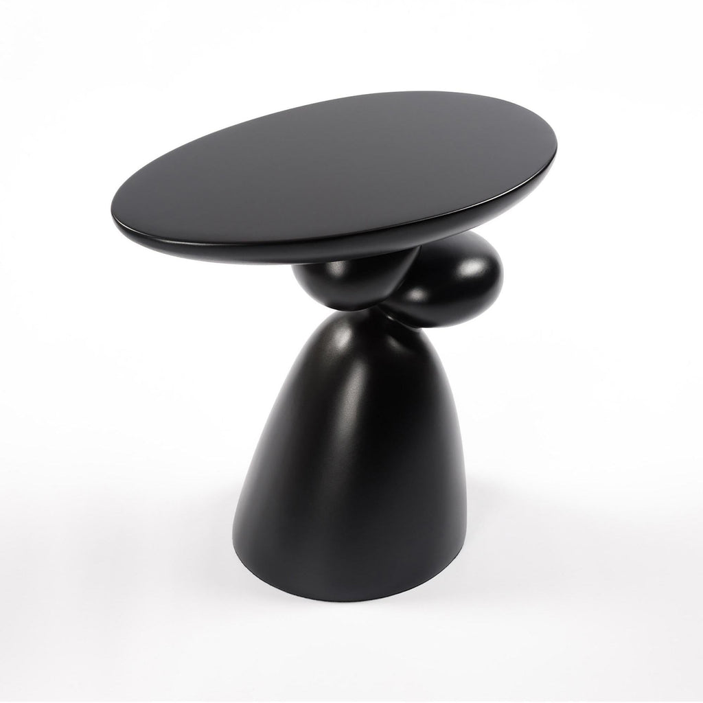 Lucky Stone Shaped Table with Sculptural Base – White, Black, or Gray