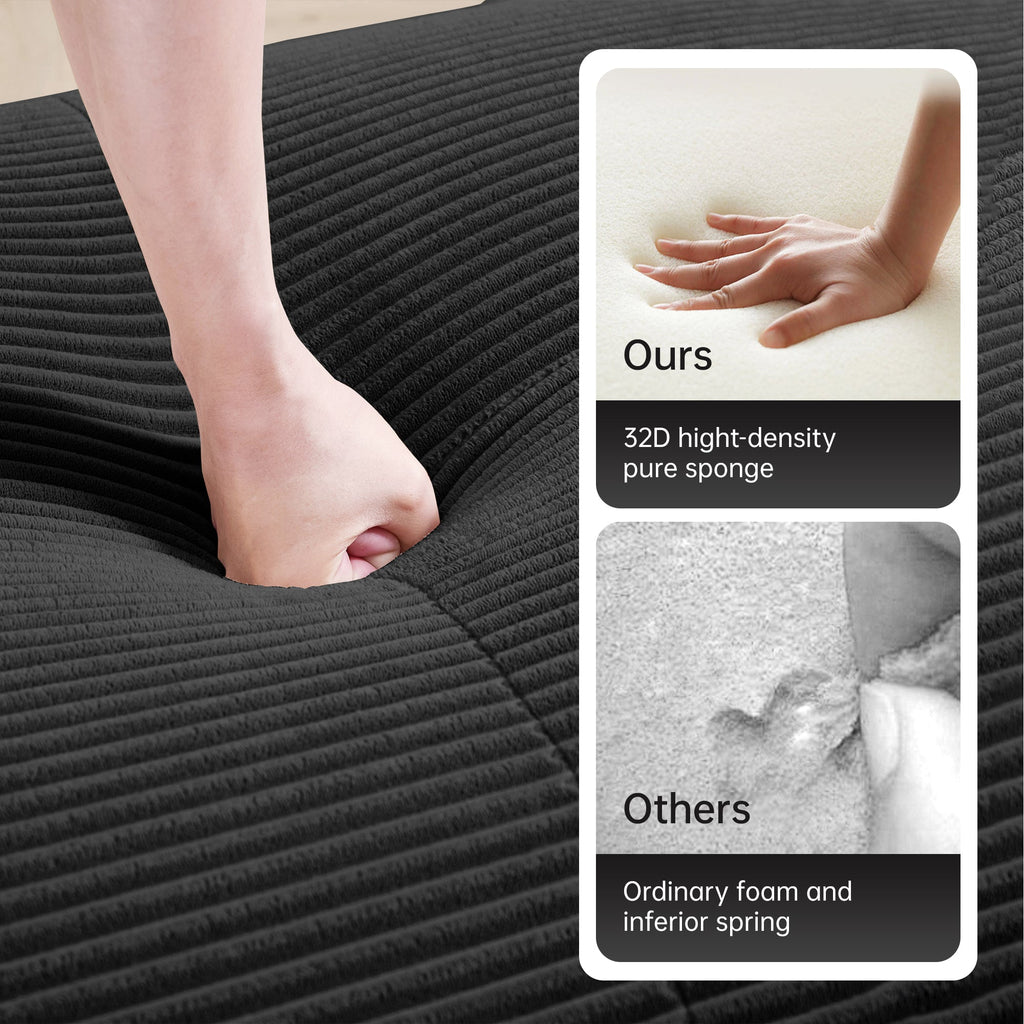 U-Shaped Modular Sofa with Ergonomic Design - Corduroy Fabric