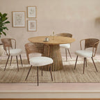 Farmhouse Style Wicker Dining Chair with Wing-Back Design - Light or Dark Brown
