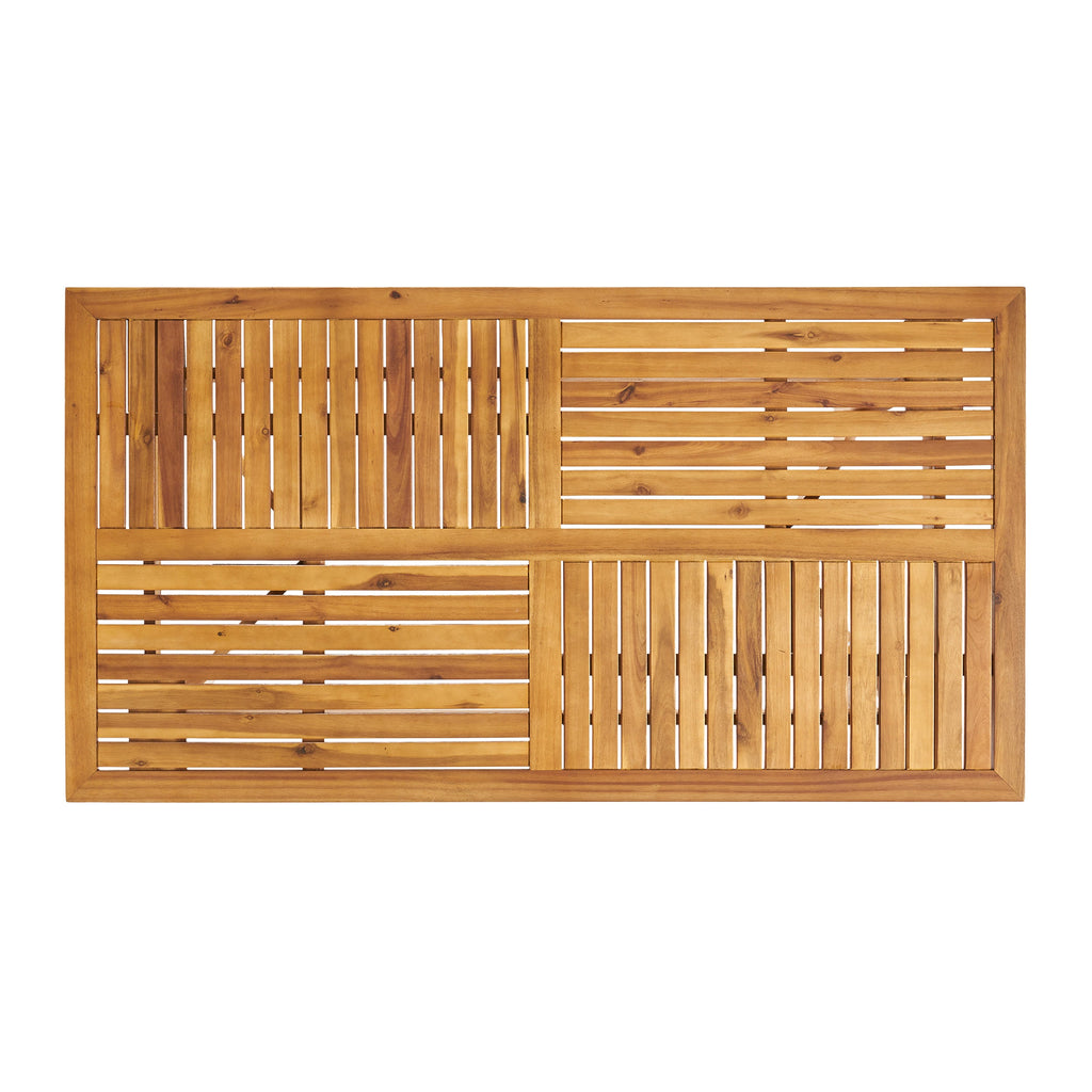 Acacia Wood Outdoor Dining Set with Cushions - 7 Piece Patio Set, Cream