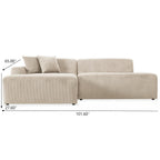 High-Quality Microfiber Sectional Sofa with Deep Seating - Beige or Dark Green