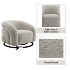 Gray Boucle Swivel Chair with 360° Rotation – Irma Chair