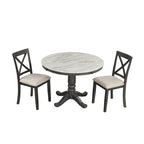 5-Piece Solid Wood Dining Set — White or Dark Gray