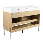 Modern Bathroom Vanity Combo with Single Resin Sink and Storage Cabinet - Light Brown