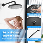10" Shower System Set with Control Valve – Solid Brass – Gold or Black