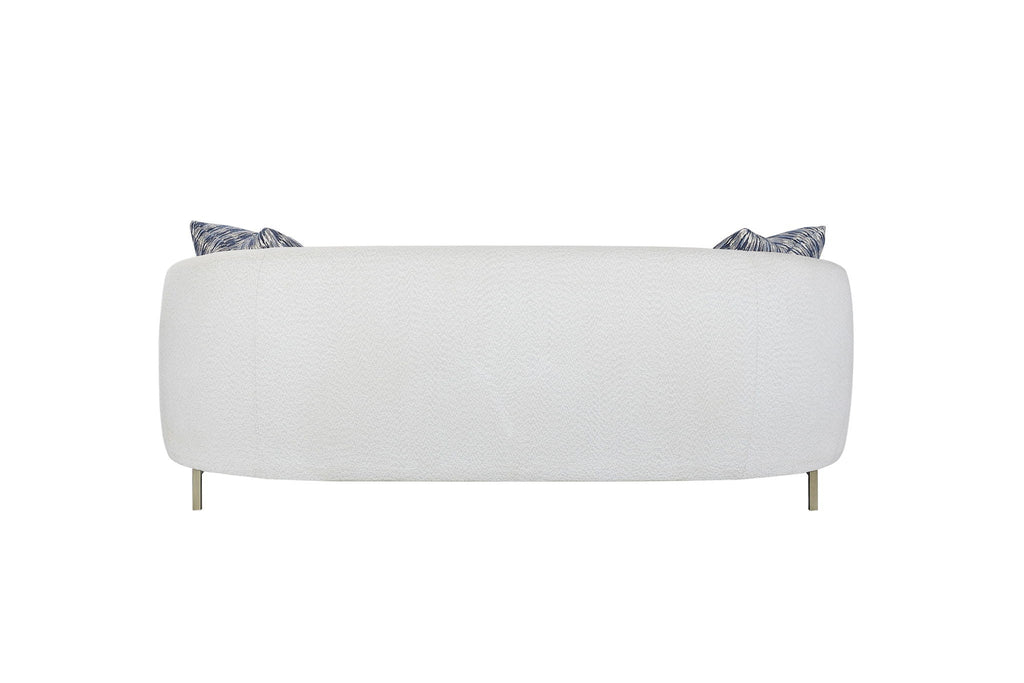Rounded Sofa with Dacron-Wrapped Cushions and Sinuous Springs - White