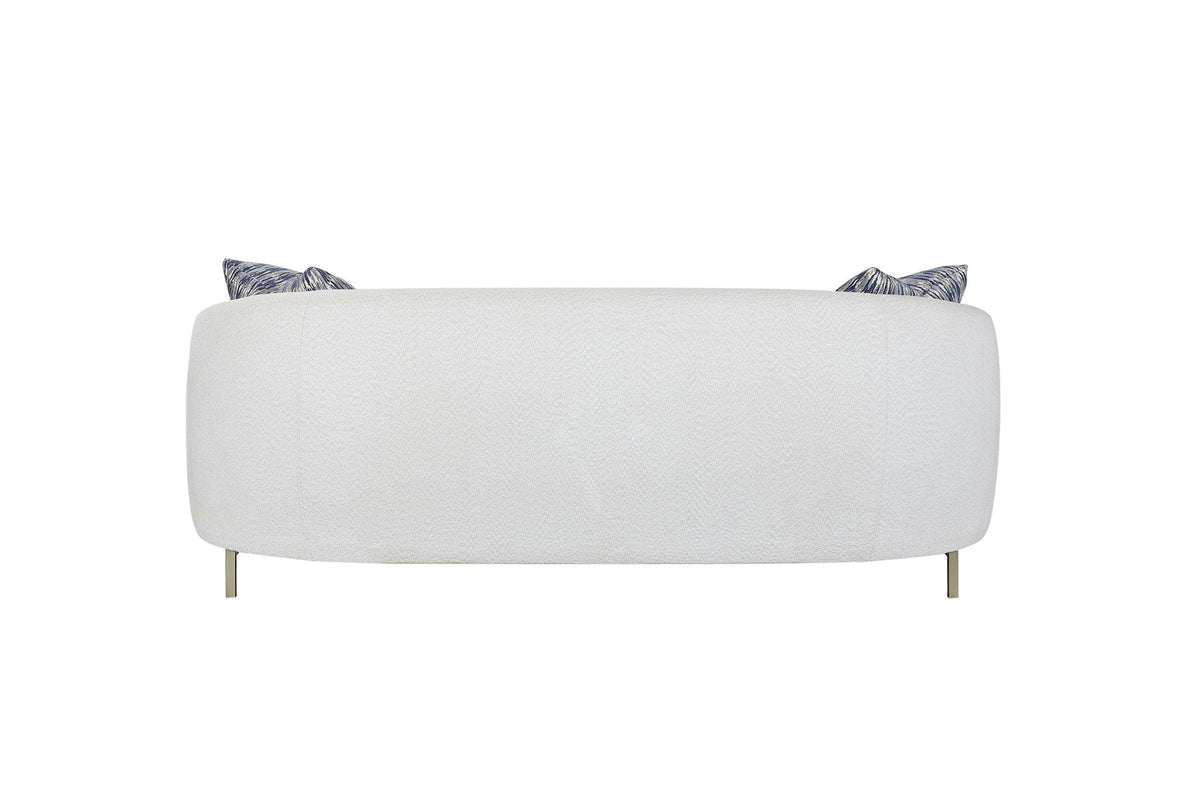 Rounded Sofa with Dacron-Wrapped Cushions and Sinuous Springs - White