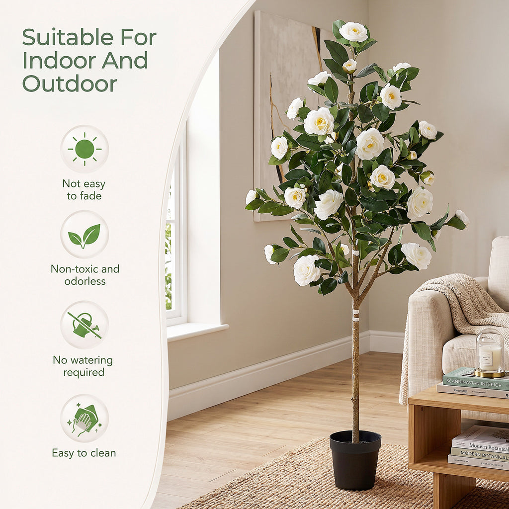 Artificial Camellia Tree - 5FT Faux Indoor Plant