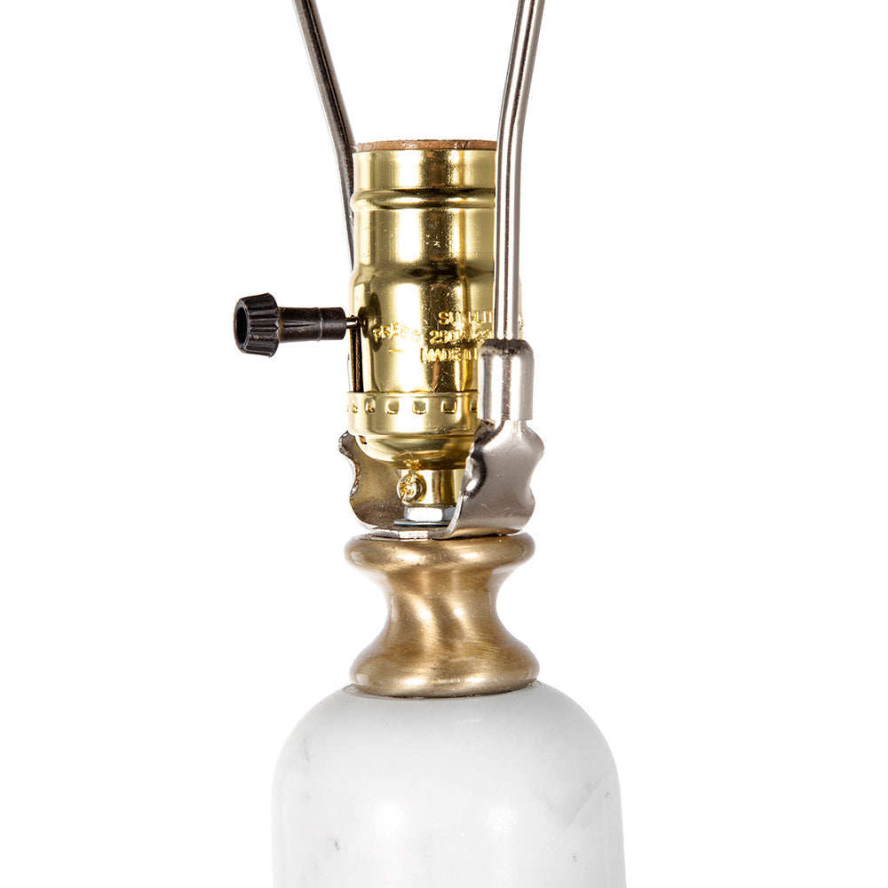Marble Base Table Lamp with White Fabric Shade - 26.5"