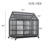 Heavy Duty Dog Crate with Lockable Wheels - Black