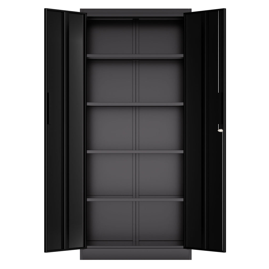 Steel Garage Storage Cabinet with Adjustable Shelves and Lock – Black or White