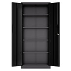 Steel Garage Storage Cabinet with Adjustable Shelves and Lock – Black or White