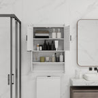 Bathroom Wall Cabinet with Adjustable Shelf and Towel Bar - White