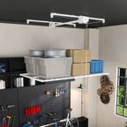 Overhead Garage Storage Rack with All-Steel Construction - White