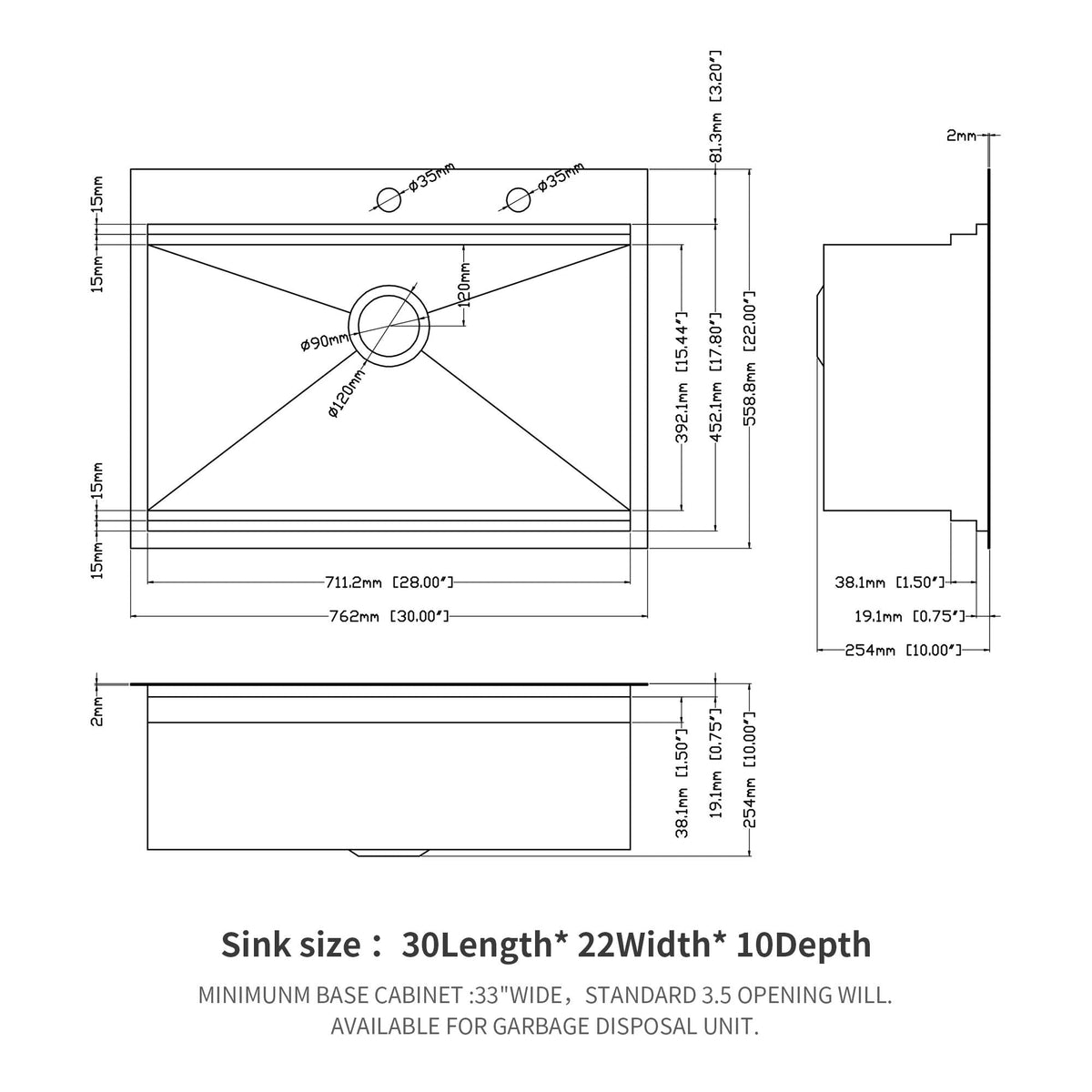 Stainless Steel Drop In Kitchen Sink with Workstation - Gray or Gold