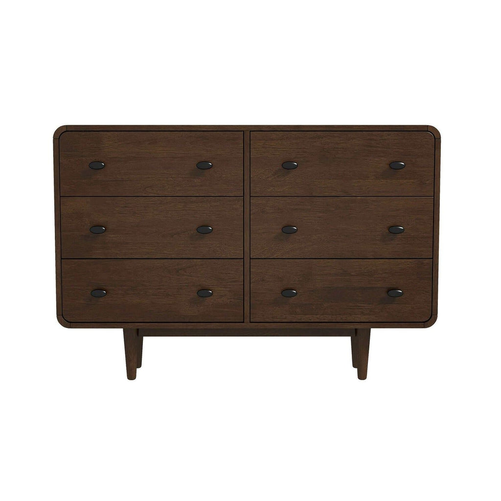 Mid-Century Modern Dresser with Solid Wood Construction - Brown