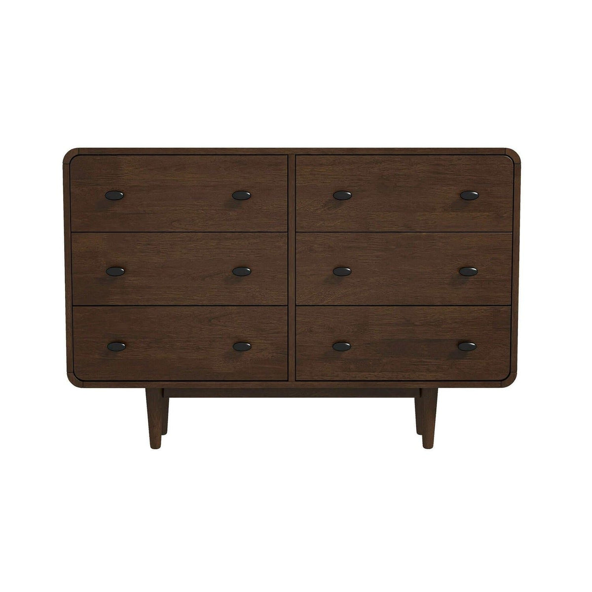 Mid-Century Modern Dresser with Solid Wood Construction - Brown